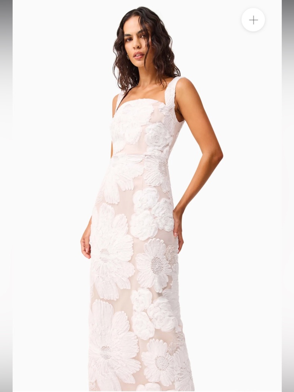 elliatt roxana white 3d floral embroidered mesh lace midi bridal dress medium - Picture 5 of 13